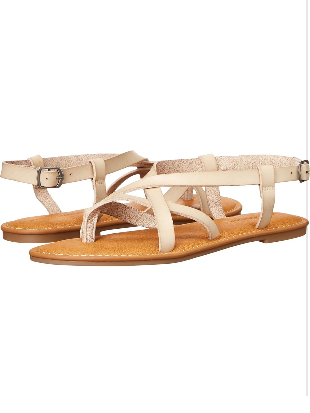 Casual Strappy Sandals Taupe Size 10 Flats Summer Beach Neutral Vacation